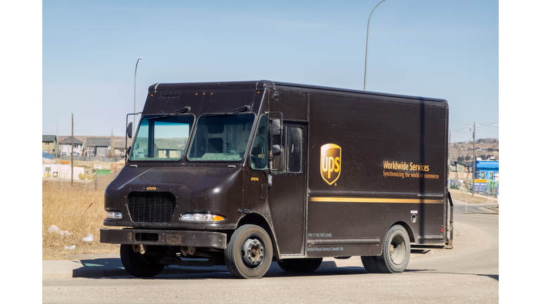 An UPS delivery truck.