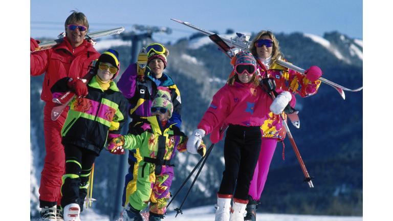 Family skiing at Aspen, CO