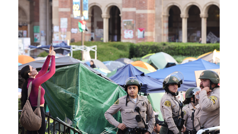 Police Patrol UCLA Campus After Attack On Student Encampment