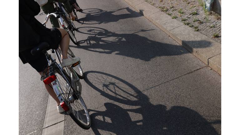 Bicyclists At A Berlin Stoplight