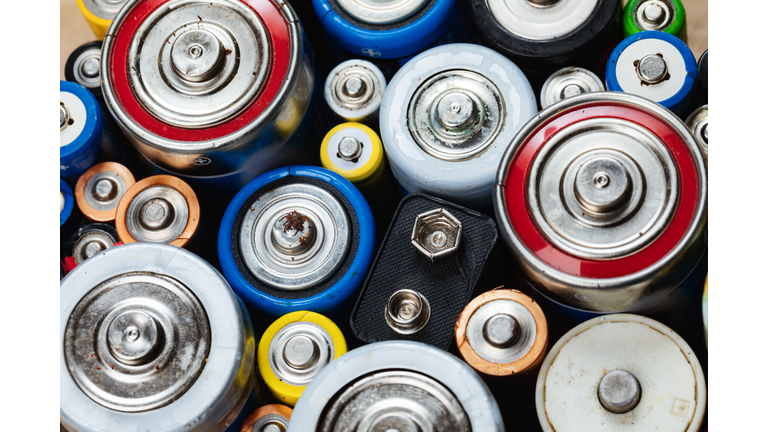 Assorted Used Batteries CLoseup