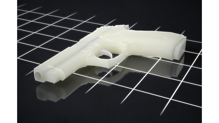 3d printed gun pistol manufactured using FLM and SLA processes 3d illustration