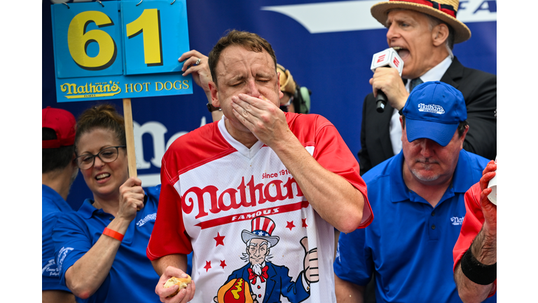 Professional Eaters Compete In Nathan's Annual Hot Dog Eating Contest