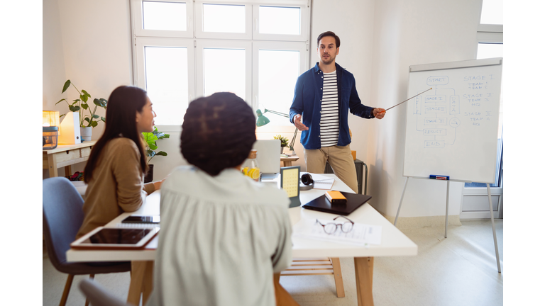 Businessman giving a presentation on future plans to his colleagues