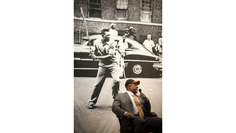 Willie Mays And The World Series Trophy Visit New York City