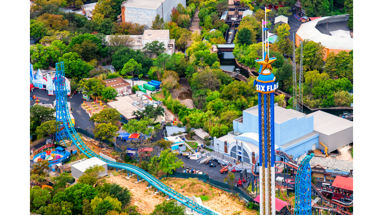 Six Flags Amusement Park Aerial