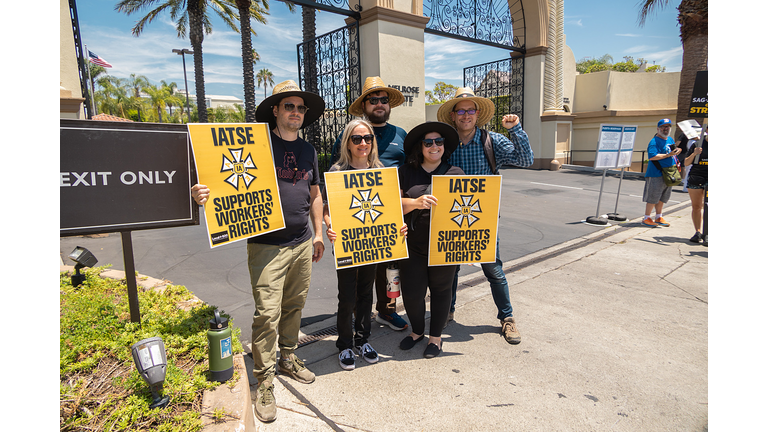 Members of SAG-AFTRA And WGA Go On Strike At Netflix, Sunset Gower And Paramount Studios