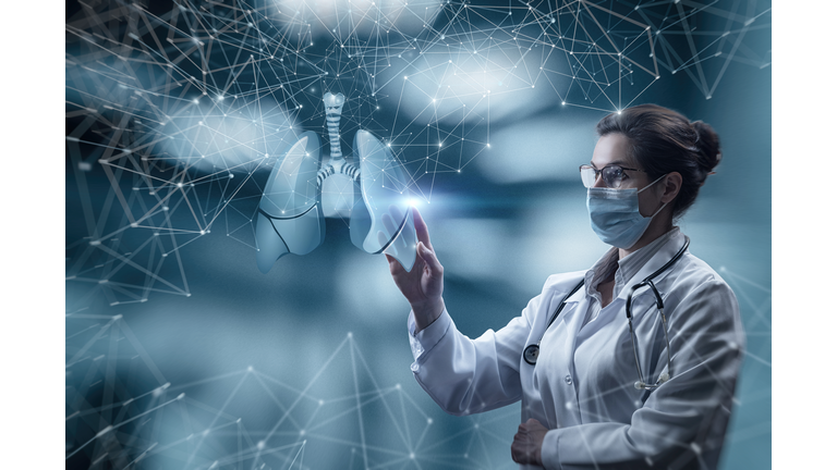 Concept of modern diagnostic technology for examining the lungs of a patient.