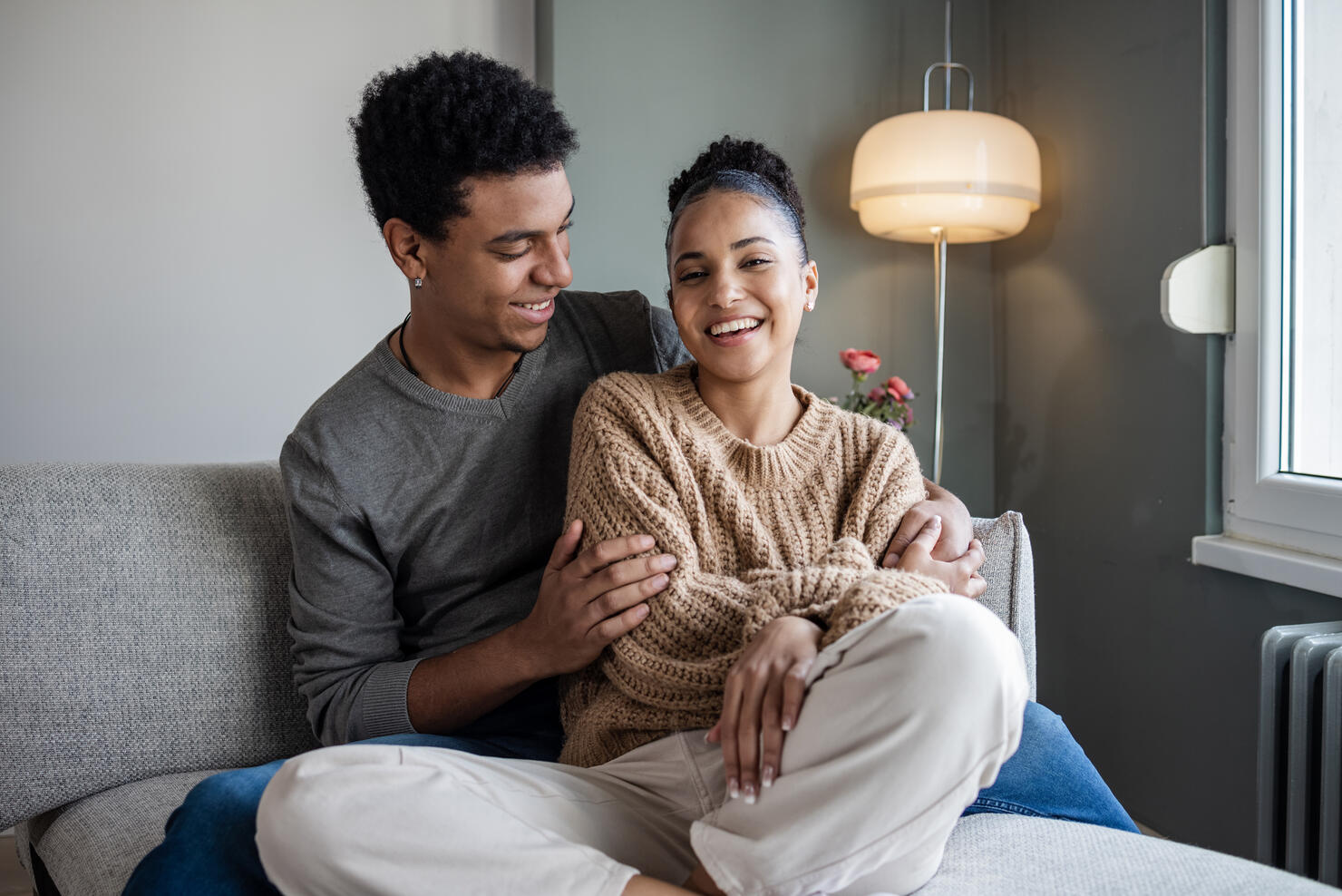 Couple relaxing at home on the weekend