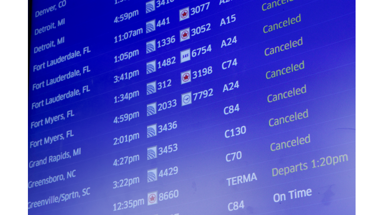 Newark Airport Plagued By Delays And Cancellations Amid Storm System On East Coast