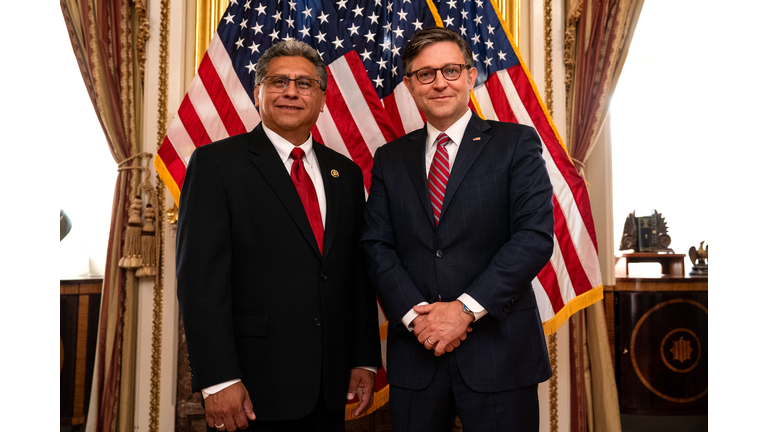 Speaker Johnson Holds Ceremonial Swearing-In For Rep.-Elect Greg Lopez