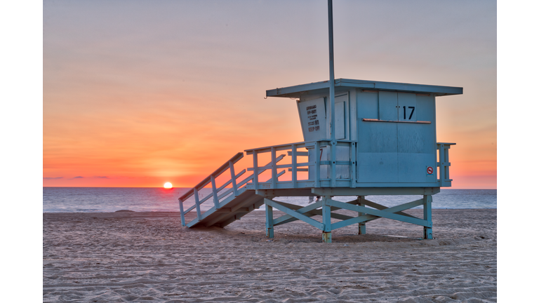 Santa Monica Beach lifeguard hut