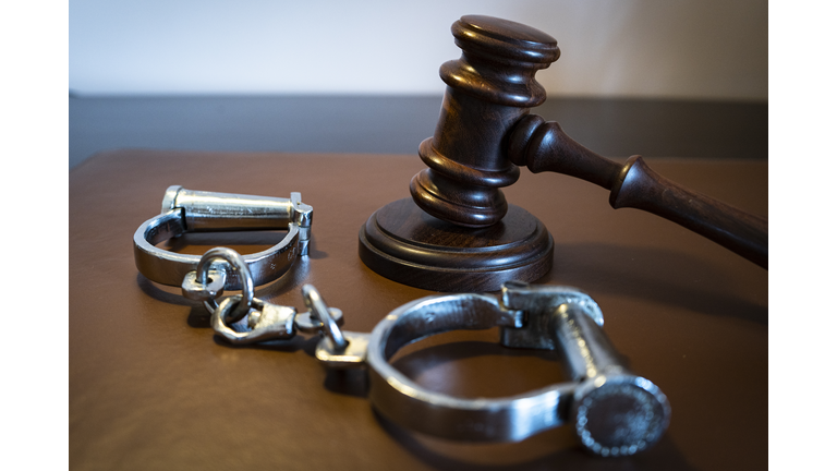Gavel and handcuffs