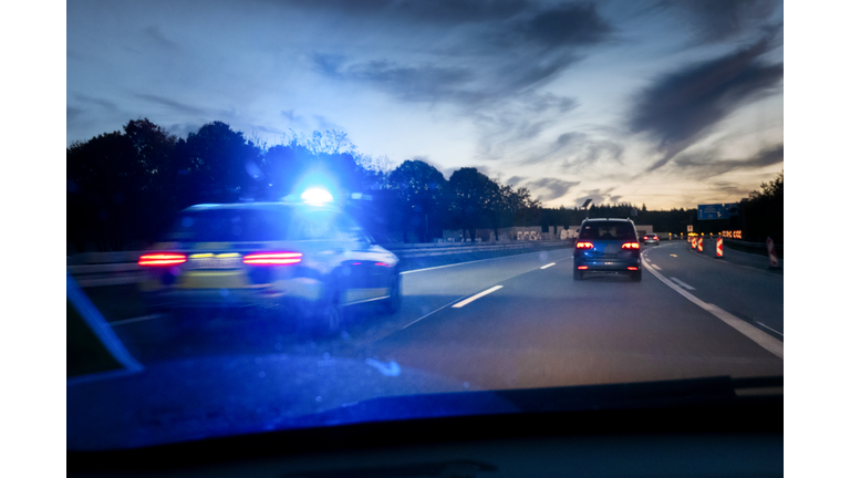 Speeding Police car on the freeway