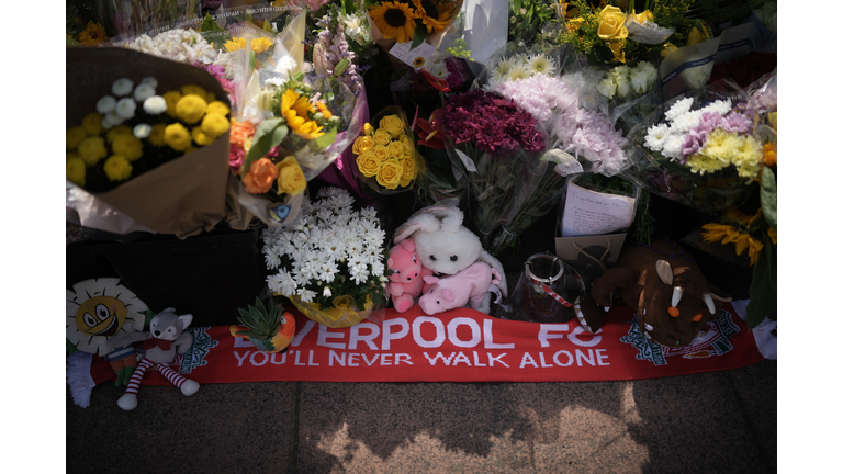 Flowers And Tributes Are Left At The Scene Of Monday's Stabbings In Southport