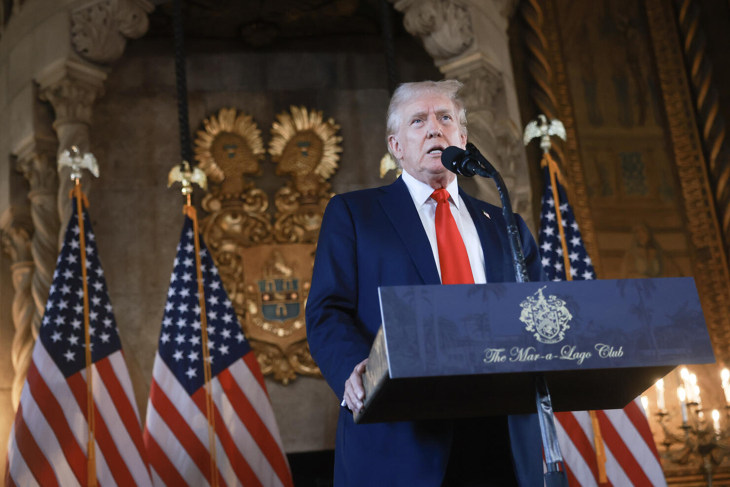 Republican Presidential Nominee Donald Trump Speaks To The Press In Palm Beach, Florida