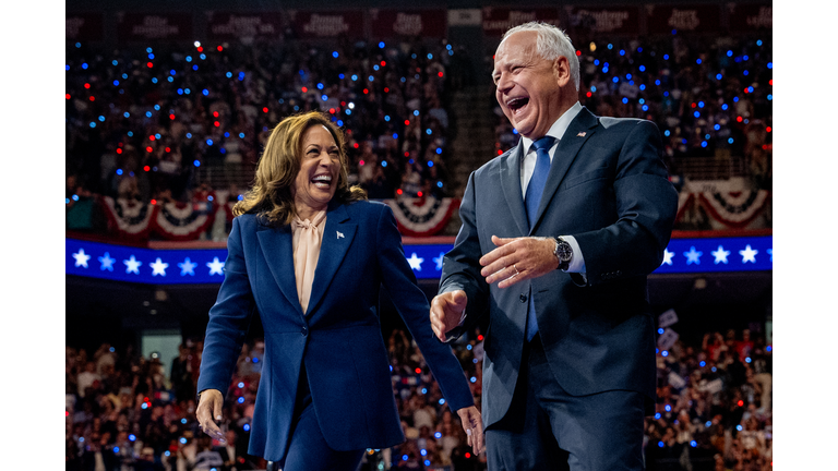 Kamala Harris And Running Mate Tim Walz Make First Appearance Together In Philadelphia