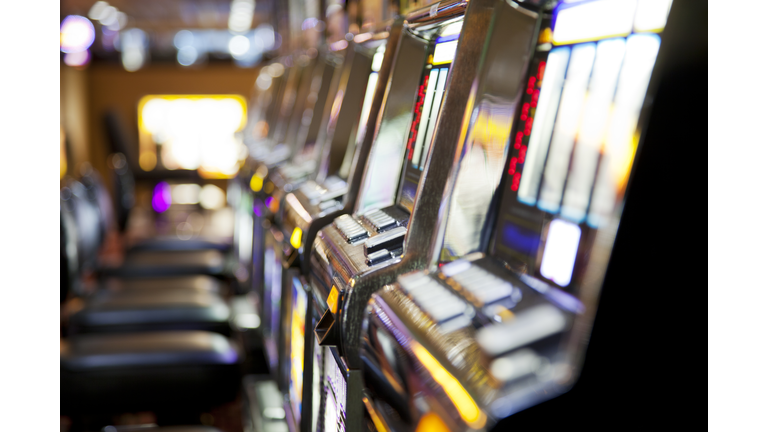 Row of  slot machines in a casino