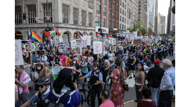 Protesters Demonstrate During The 2024 Democratic National Convention In Chicago