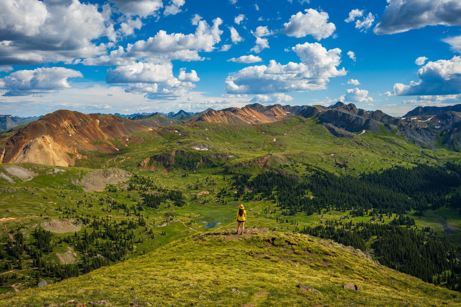 Woman Looking out over the San Juan Mountains on the Alpine Loop
