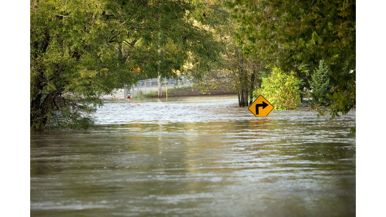 Flooded River Over a City Street