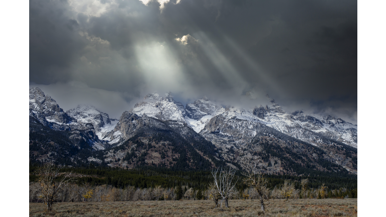 Dramatic Sky Over the Teton Range of Grand Teton National Park in the U.S. state of Wyoming