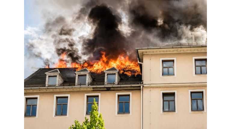 Roof truss in flames