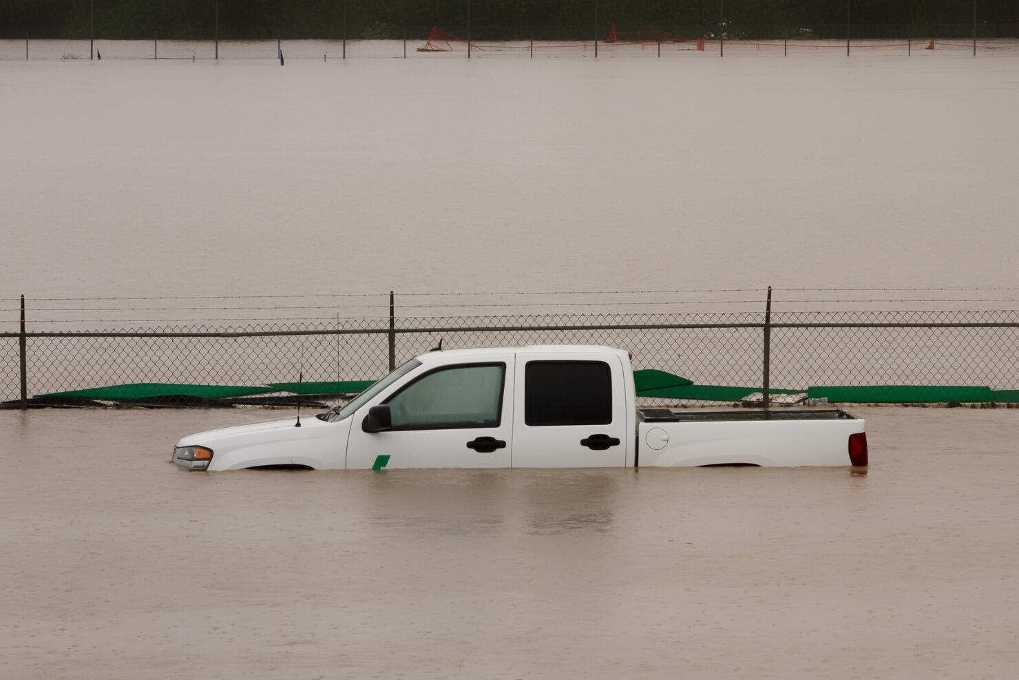 Truck Submerged in Flood Wate