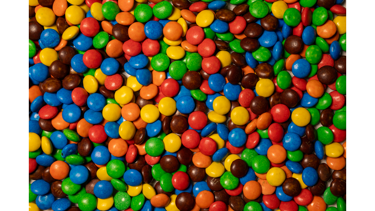 Colorful M&Ms on the table