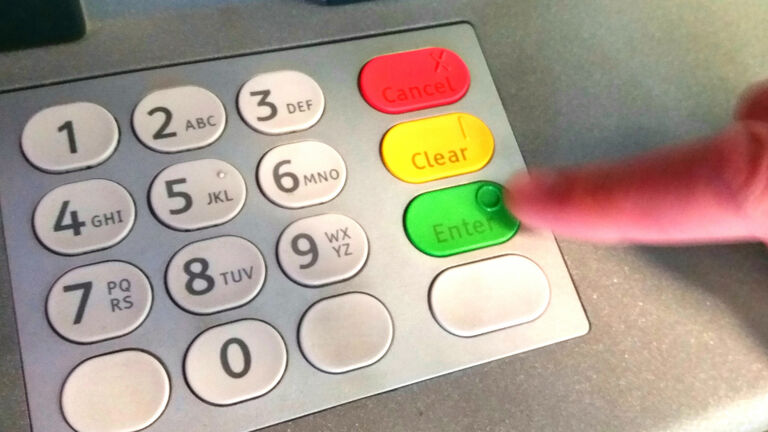 A cash machine keypad