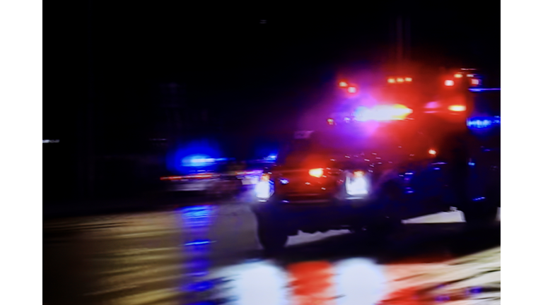 High speed pursuit - flashing lights on an ambulance