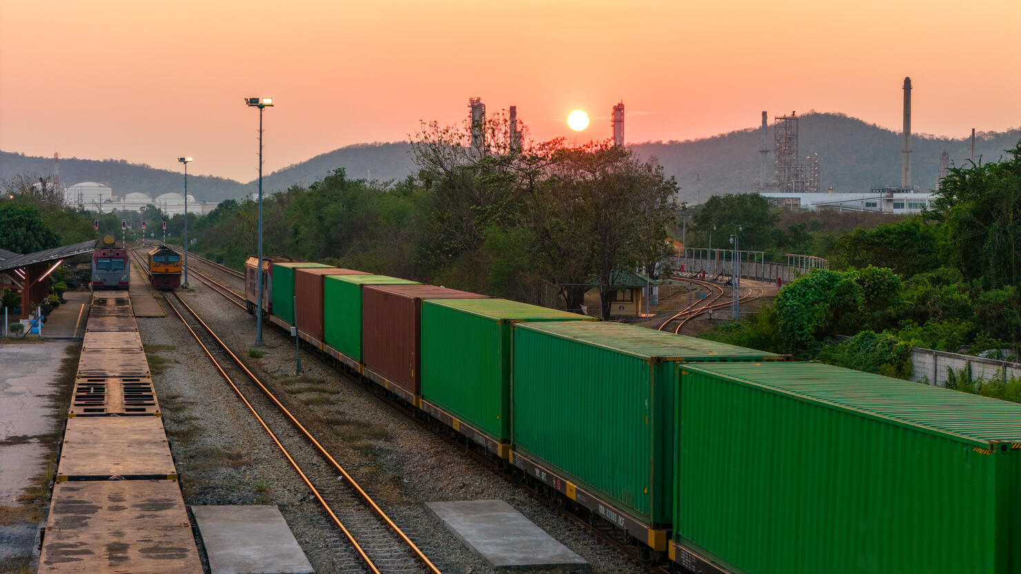 freight train container loading container go to Port