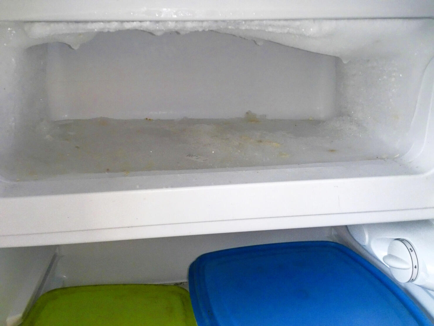 Empty Ice Box in a fridge  freezer