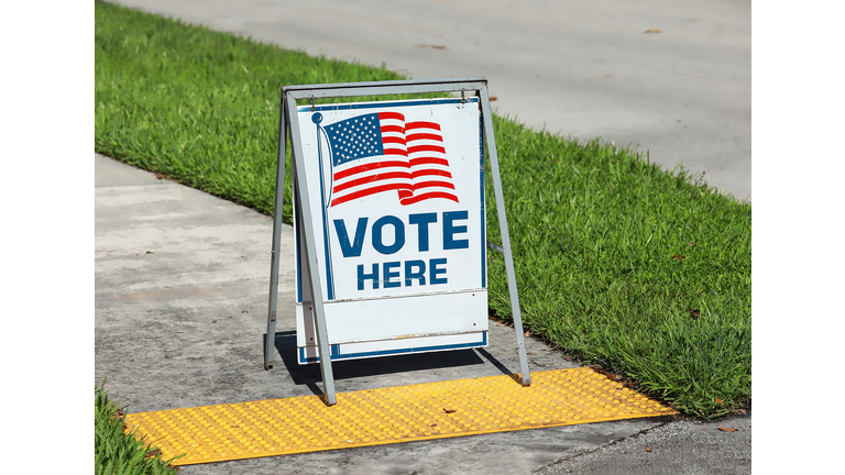 Voting sign on the walkway