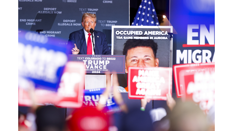 Republican Presidential Candidate Former President Trump Holds Rally In Aurora, Colorado