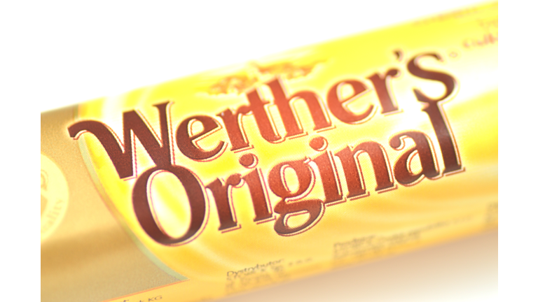 Werthers Original classic cream candies isolated on white background