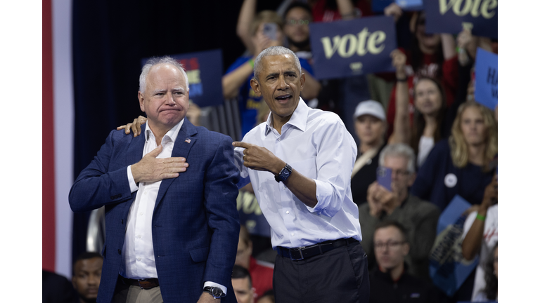Barack Obama Campaigns With Tim Walz On First Day Of Early Voting In Wisconsin