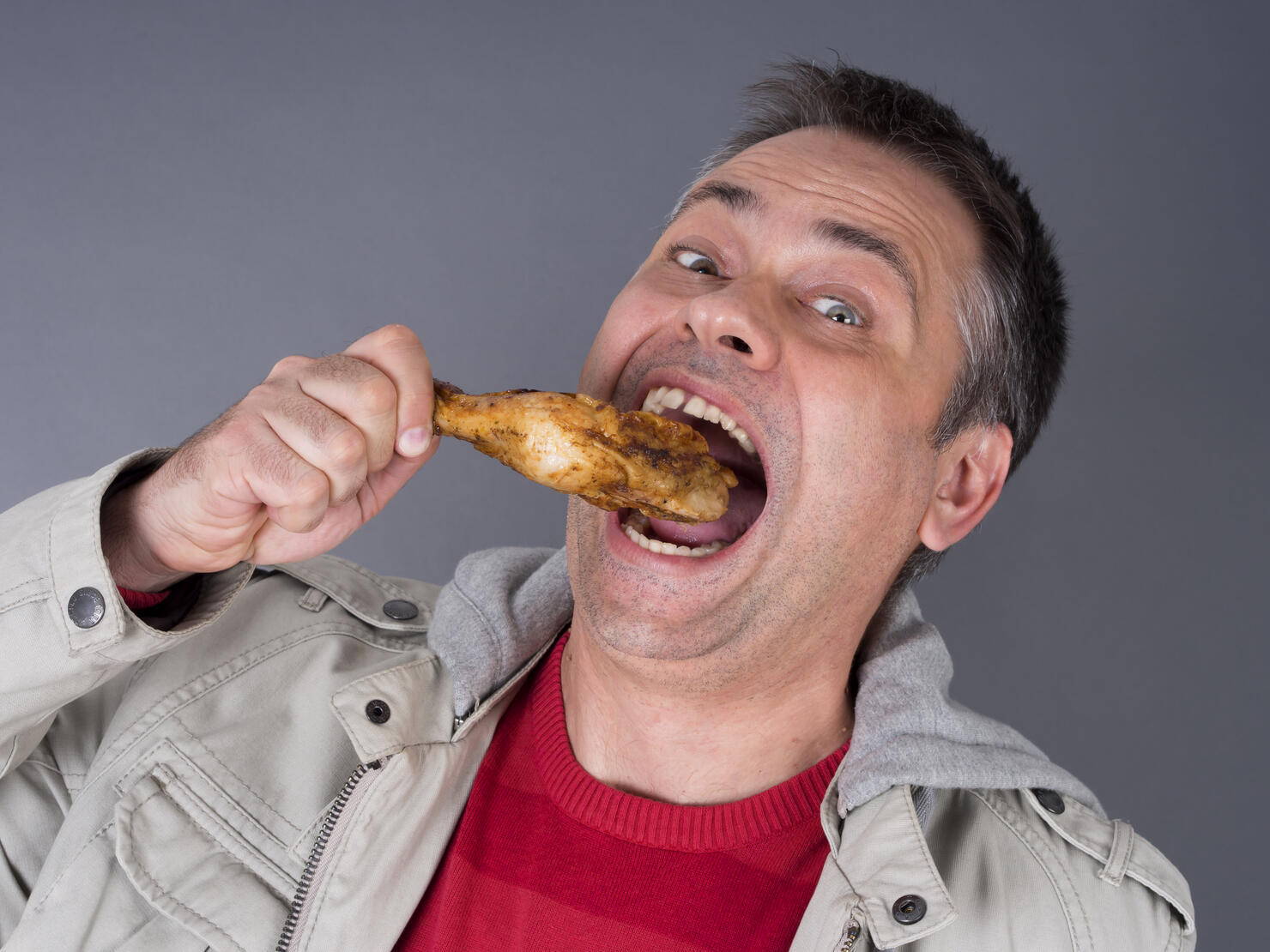Hungry meat-eating man, no diet