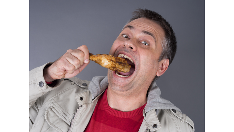 Hungry meat-eating man, no diet