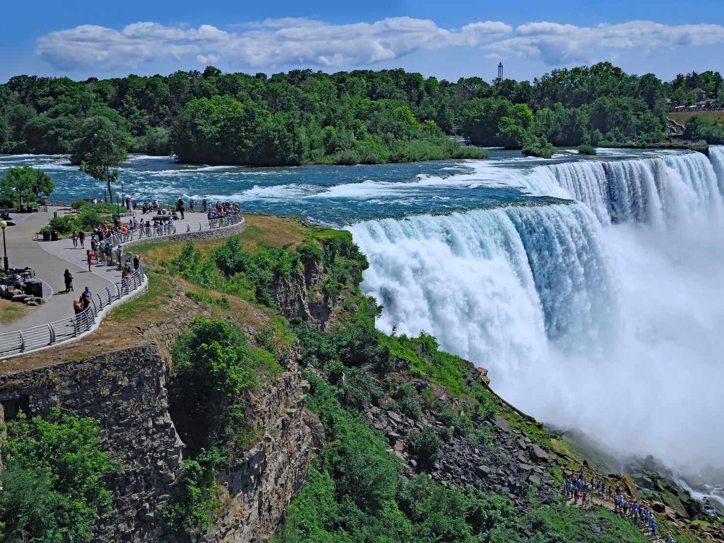 The park at the edge of the American Falls at Niagara Falls