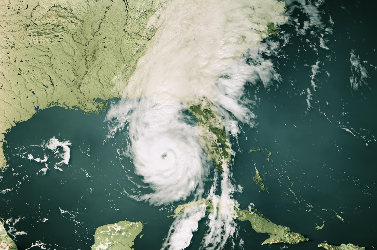 Hurricane Helene 2024 Cloud Map Gulf Of Mexico 3D Render Color