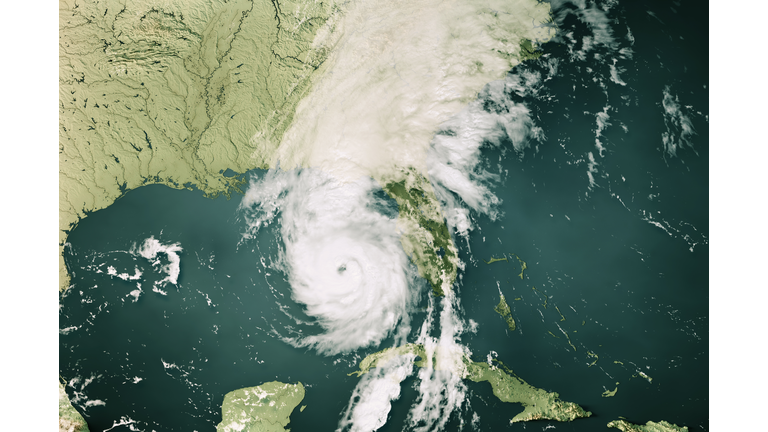 Hurricane Helene 2024 Cloud Map Gulf Of Mexico 3D Render Color