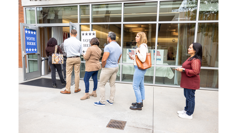 Americans waiting in line to vote in the election
