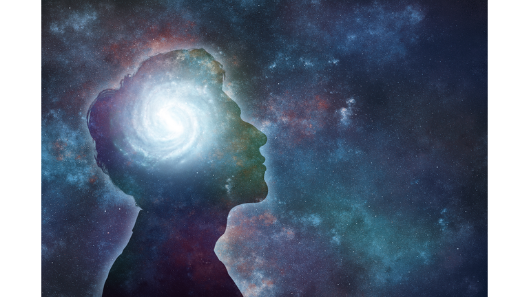 Side view of young man brain and thinking concepts