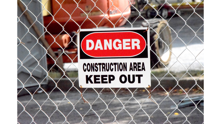 "Danger, Construction Area, Keep Out"  Sign