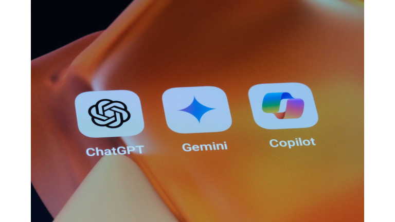 Google Gemini, OpenAI ChatGPT and Microsoft Copilot app icons. Assorted AI mobile apps