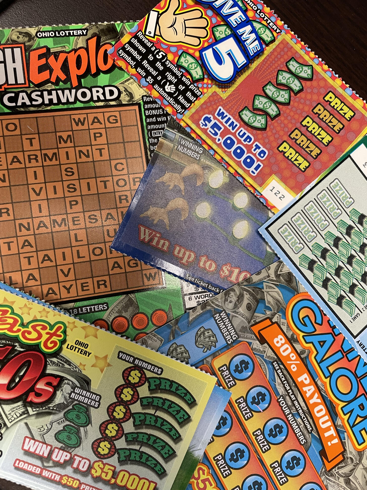 Scratch off lottery tickets