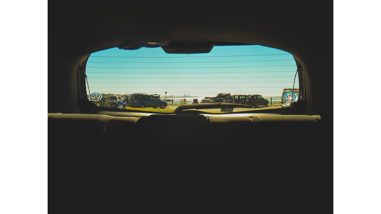 Blue Sky Seen Through Rear Windshield