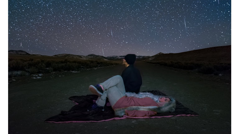 Teenagers watching the Geminid meteor shower.