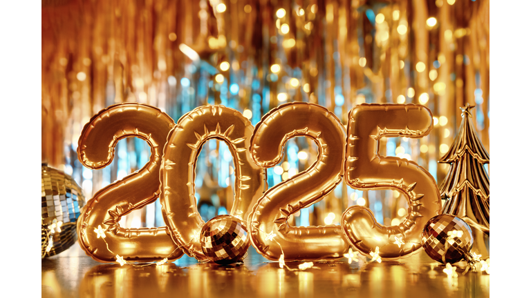 New Year celebration concept with 2025 golden digits